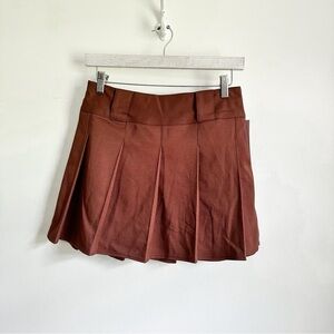Wild Fable Brown Pleated School girl Mini Skirt sz XS